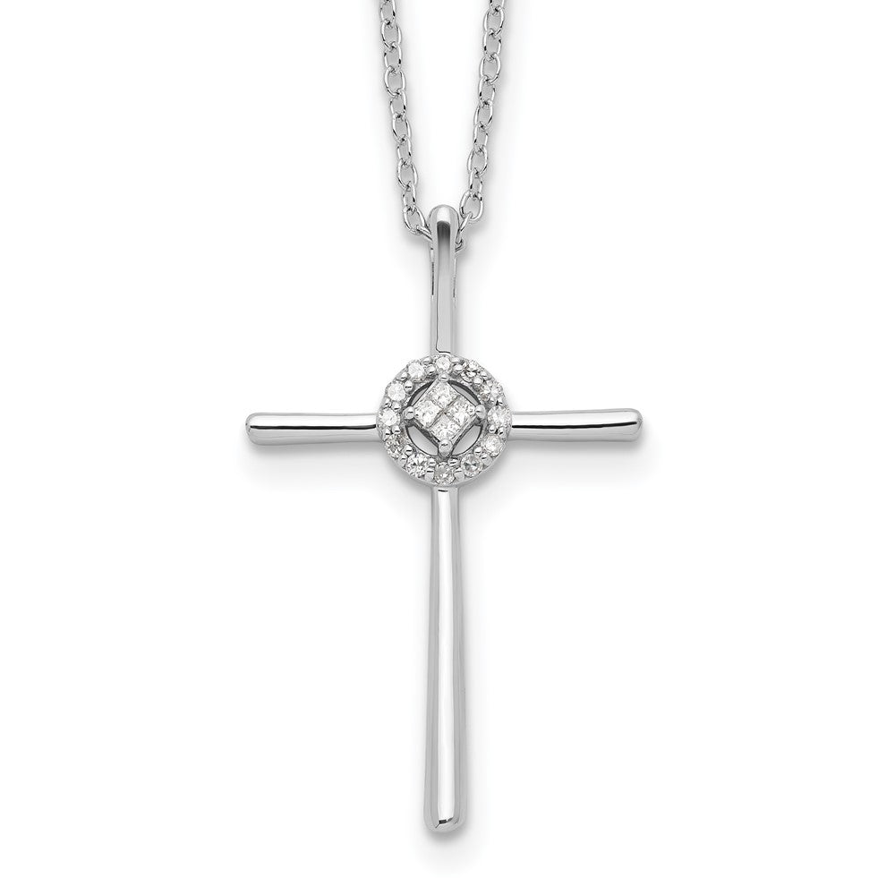 Sterlingsilber Diamant Rhodiniert Eternal Leben Kreuz Halskette