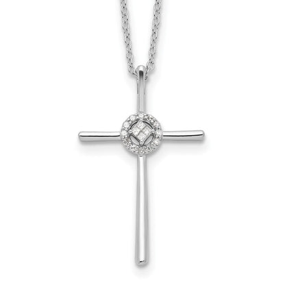 Sterlingsilber Diamant Rhodiniert Eternal Leben Kreuz Halskette