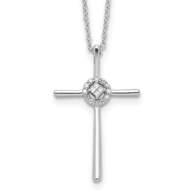 Sterlingsilber Diamant Rhodiniert Eternal Leben Kreuz Halskette