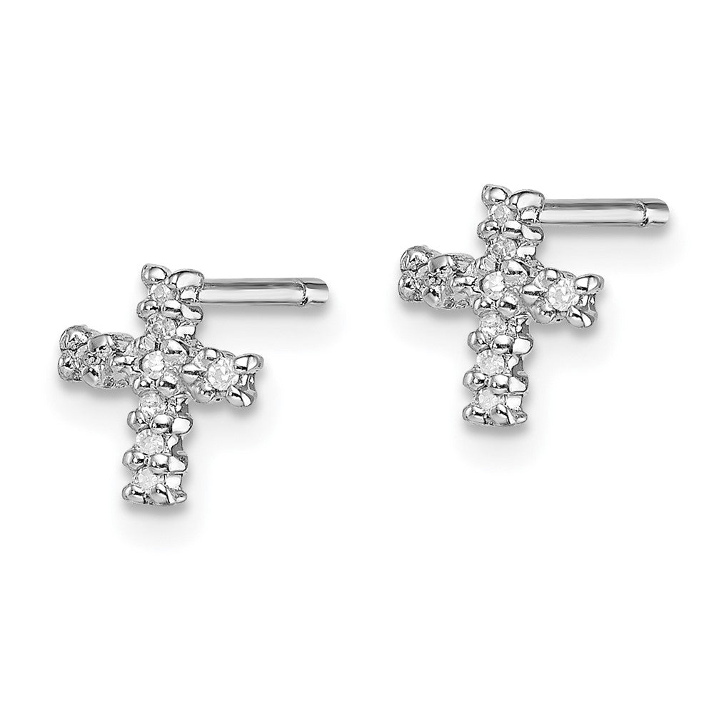 Sterlingsilber Rhodium Diamant Kreuz Ohrstecker