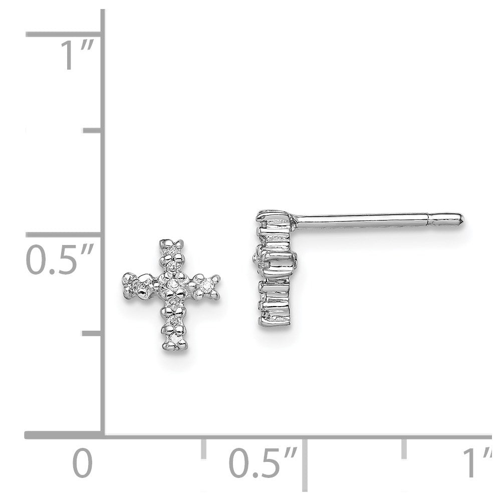 Sterlingsilber Rhodium Diamant Kreuz Ohrstecker