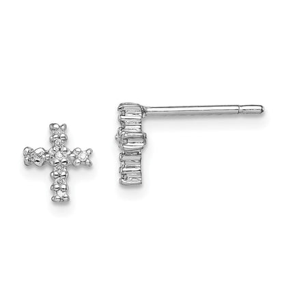 Sterlingsilber Rhodium Diamant Kreuz Ohrstecker
