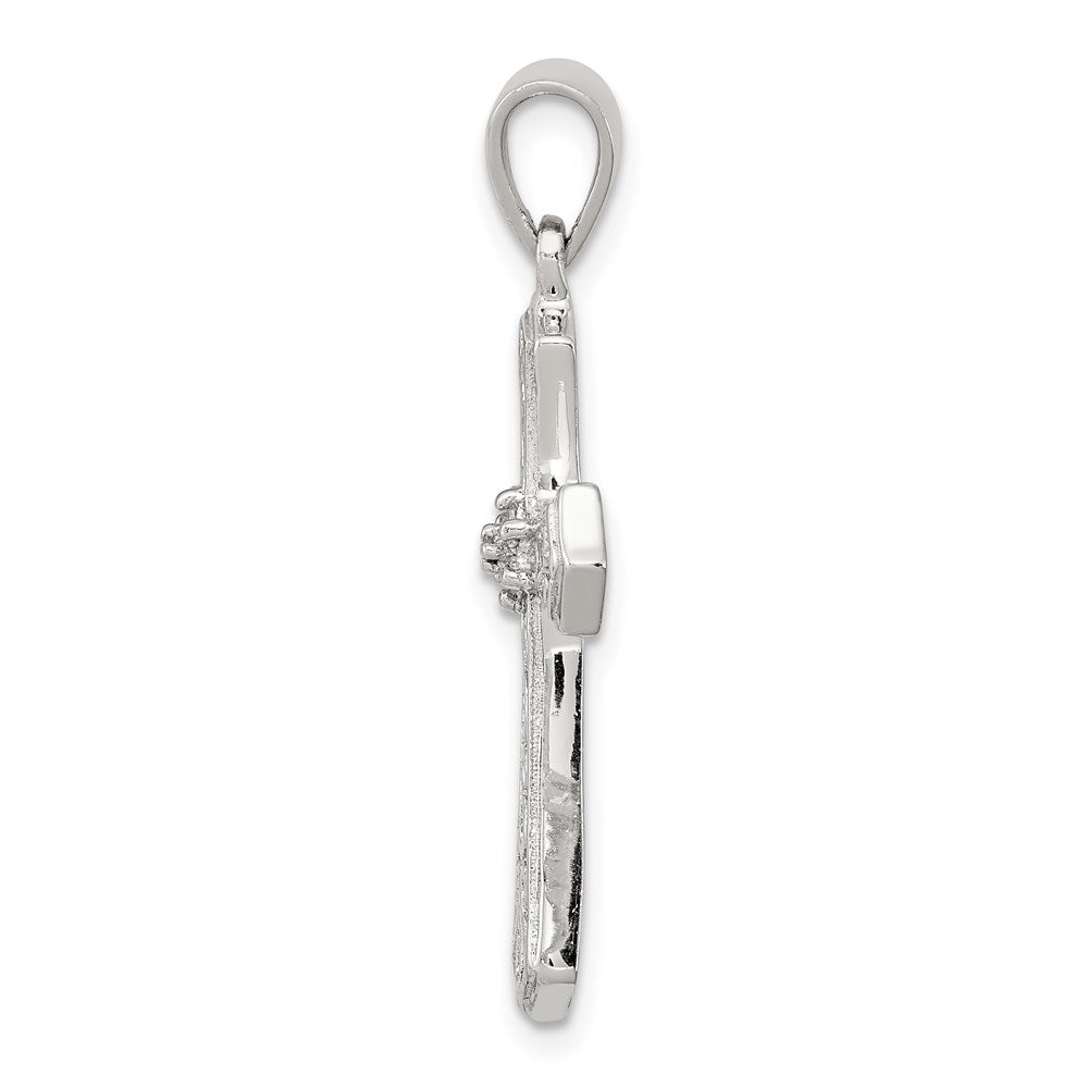 Sterlingsilber Rhodium Diamant Kreuz Anhänger