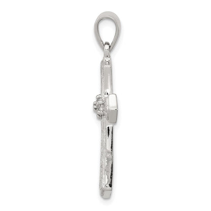 Sterlingsilber Rhodium Diamant Kreuz Anhänger