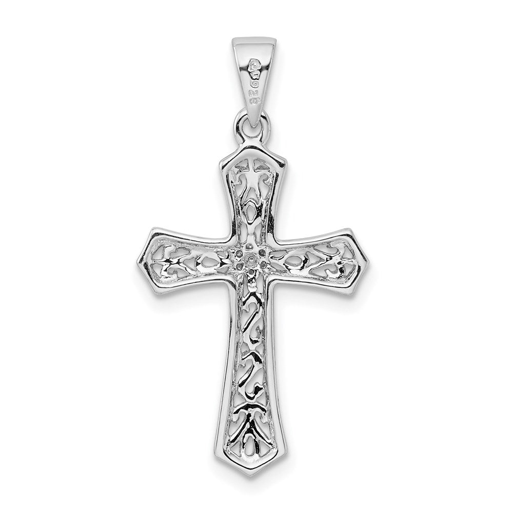 Sterlingsilber Rhodium Diamant Kreuz Anhänger