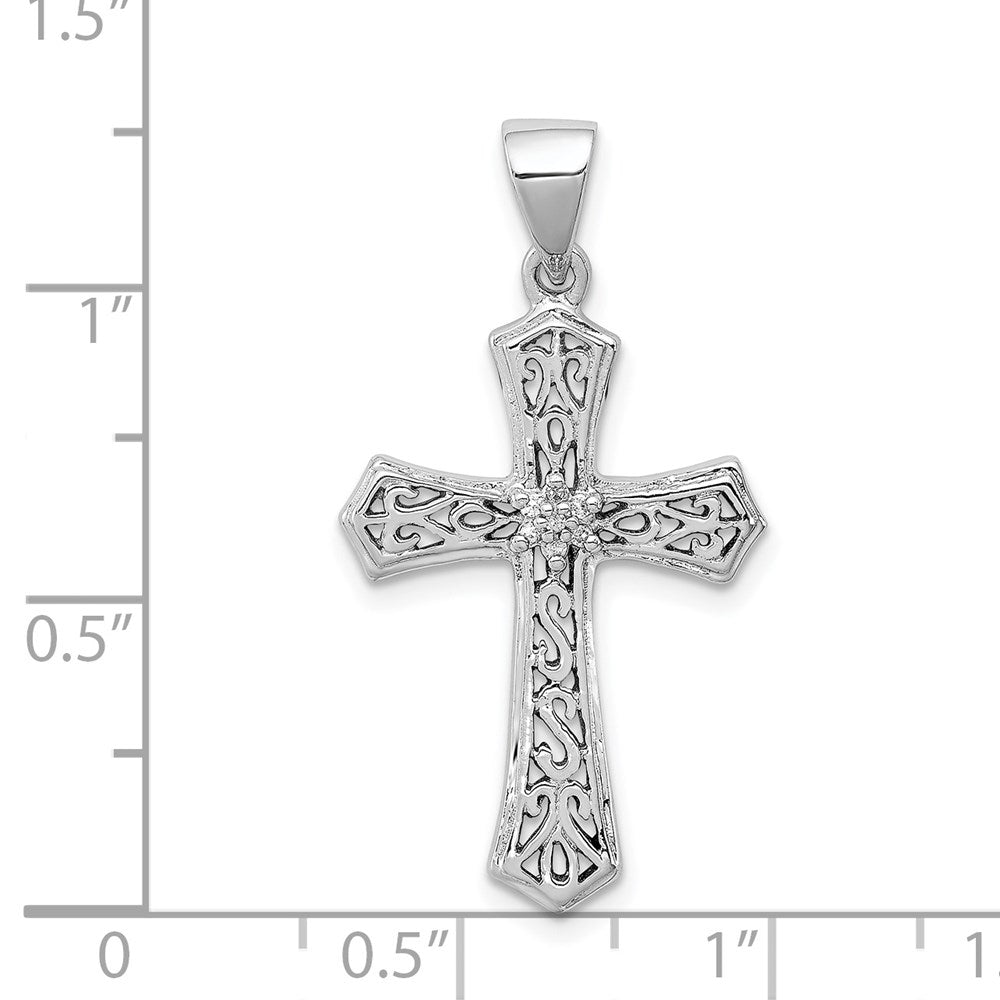 Sterlingsilber Rhodium Diamant Kreuz Anhänger