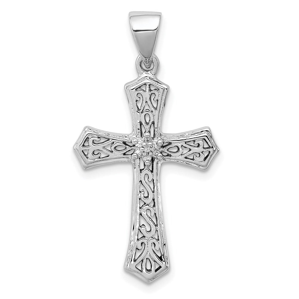 Sterlingsilber Rhodium Diamant Kreuz Anhänger