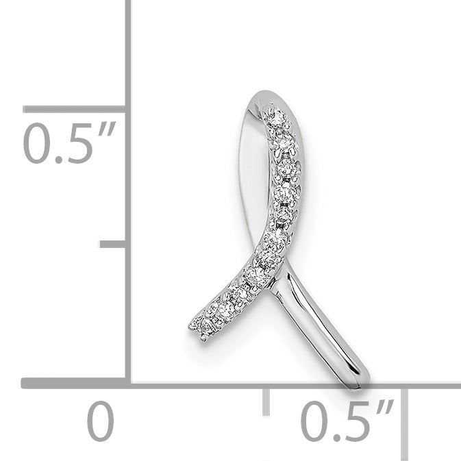 Sterlingsilber Rhodium Diamant. Bewusstsein Schleife Anhänger