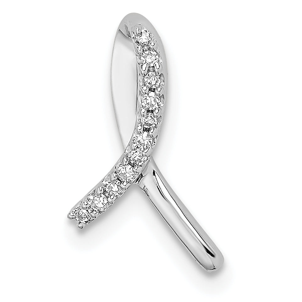 Sterlingsilber Rhodium Diamant. Bewusstsein Schleife Anhänger