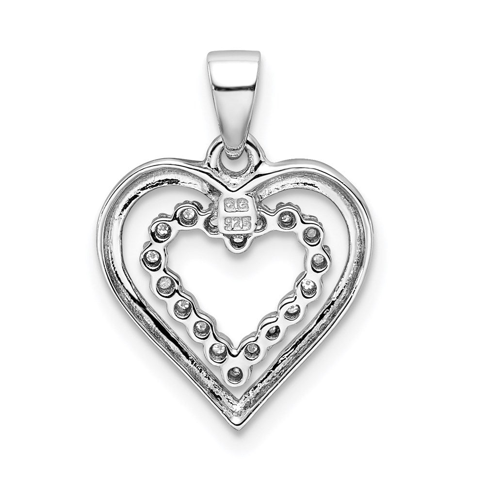 Sterlingsilber Rhodiniert Diamant Herz Anhänger