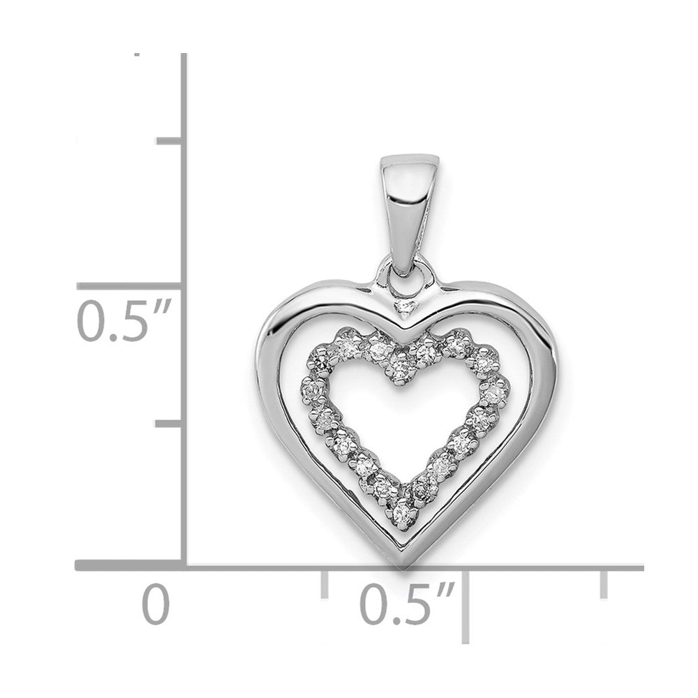 Sterlingsilber Rhodiniert Diamant Herz Anhänger