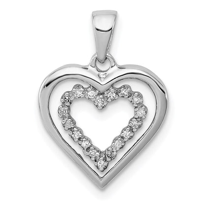 Sterlingsilber Rhodiniert Diamant Herz Anhänger