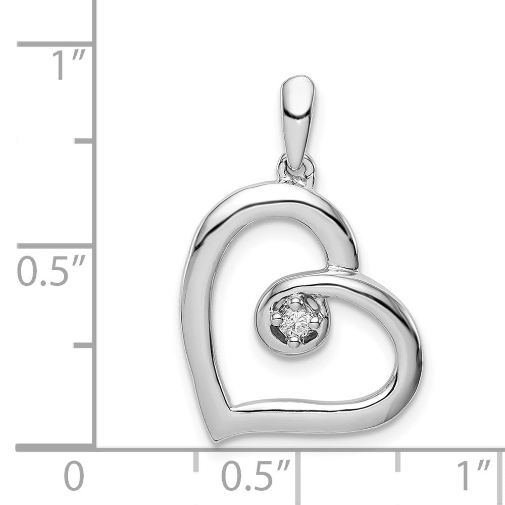 Sterlingsilber Rhodium Diamant. Herz Anhänger