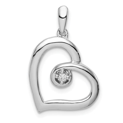 Sterlingsilber Rhodium Diamant. Herz Anhänger