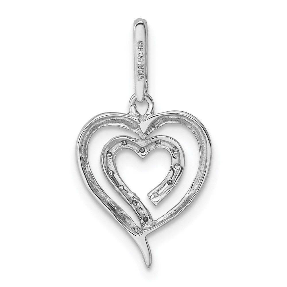 Sterlingsilber Rhodium Diamant. Herz Anhänger