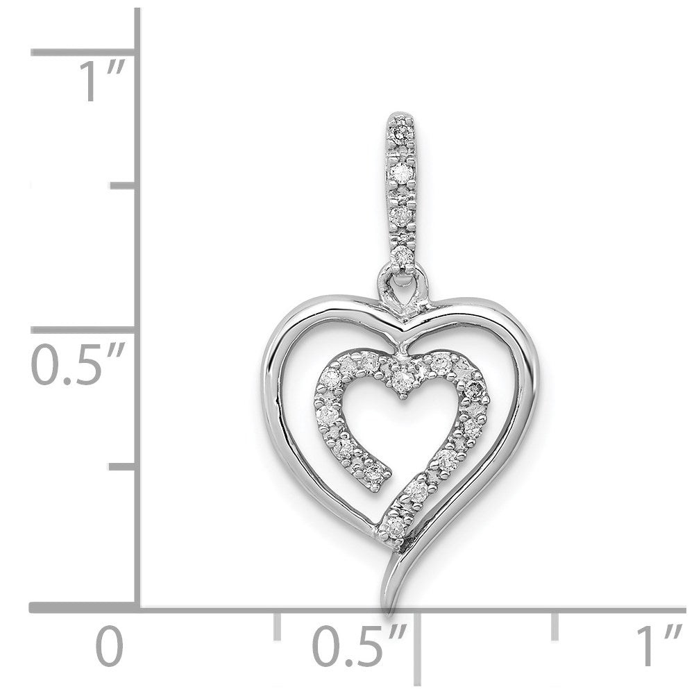 Sterlingsilber Rhodium Diamant. Herz Anhänger