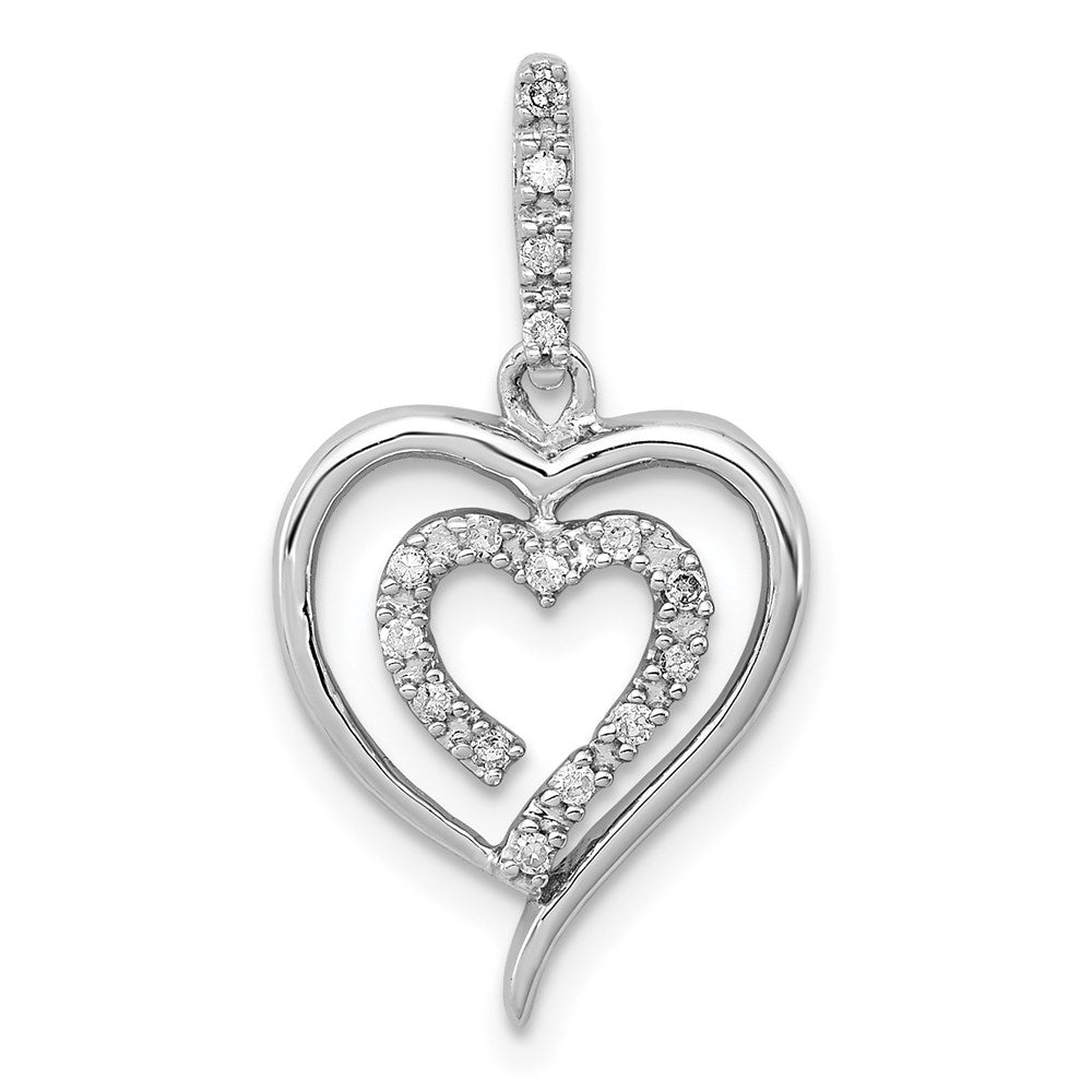 Sterlingsilber Rhodium Diamant. Herz Anhänger