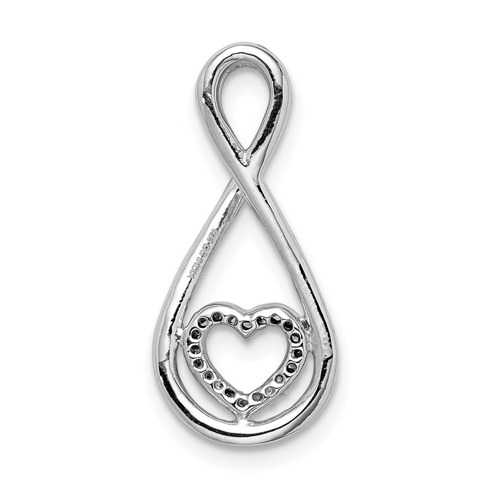Sterlingsilber Rhodiniert Diamant Herz in Tropfen Anhänger