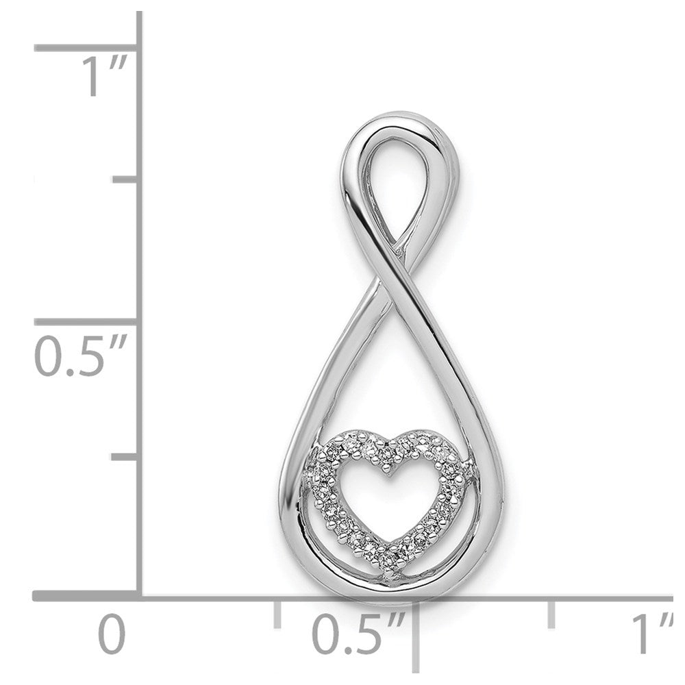 Sterlingsilber Rhodiniert Diamant Herz in Tropfen Anhänger