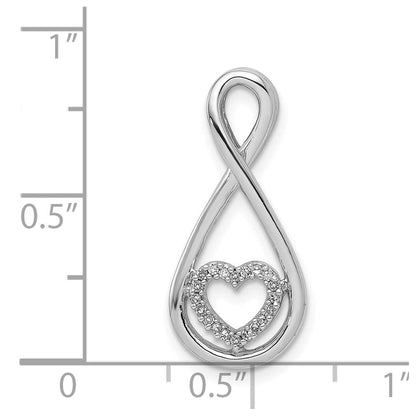 Sterlingsilber Rhodiniert Diamant Herz in Tropfen Anhänger