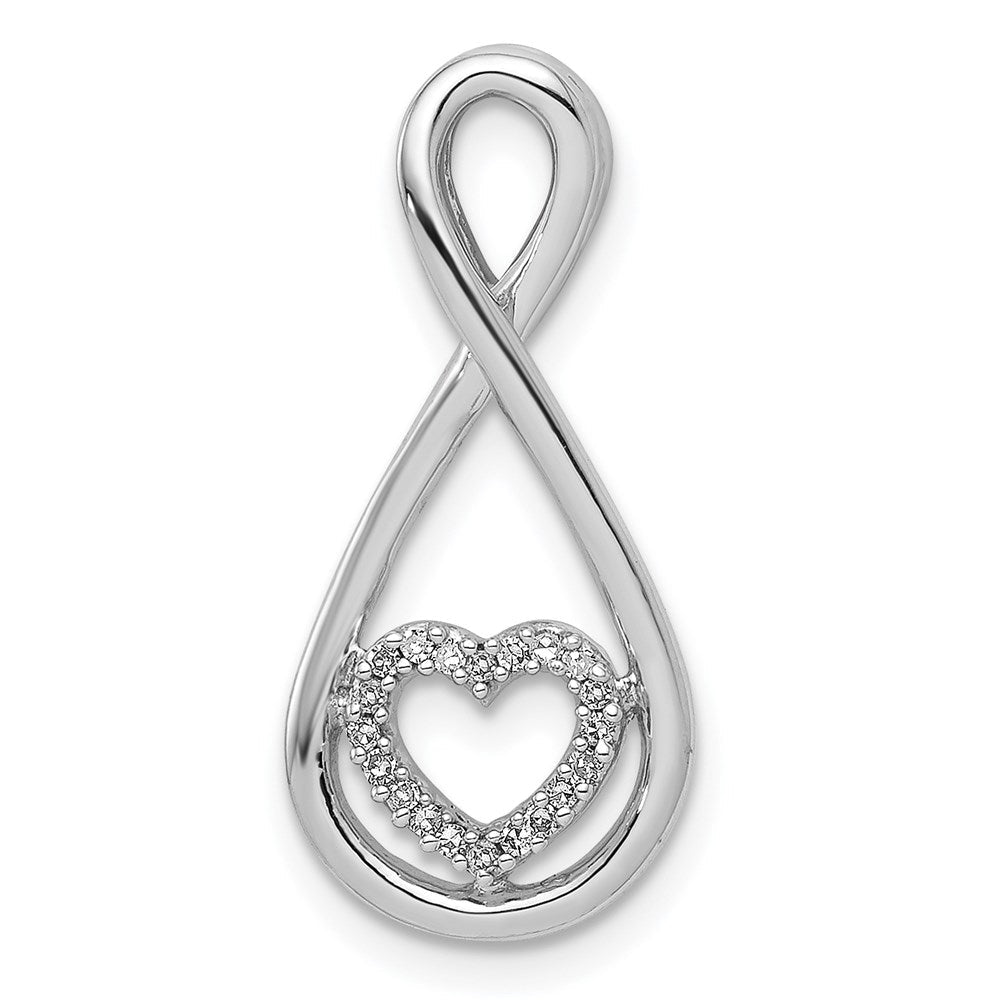 Sterlingsilber Rhodiniert Diamant Herz in Tropfen Anhänger