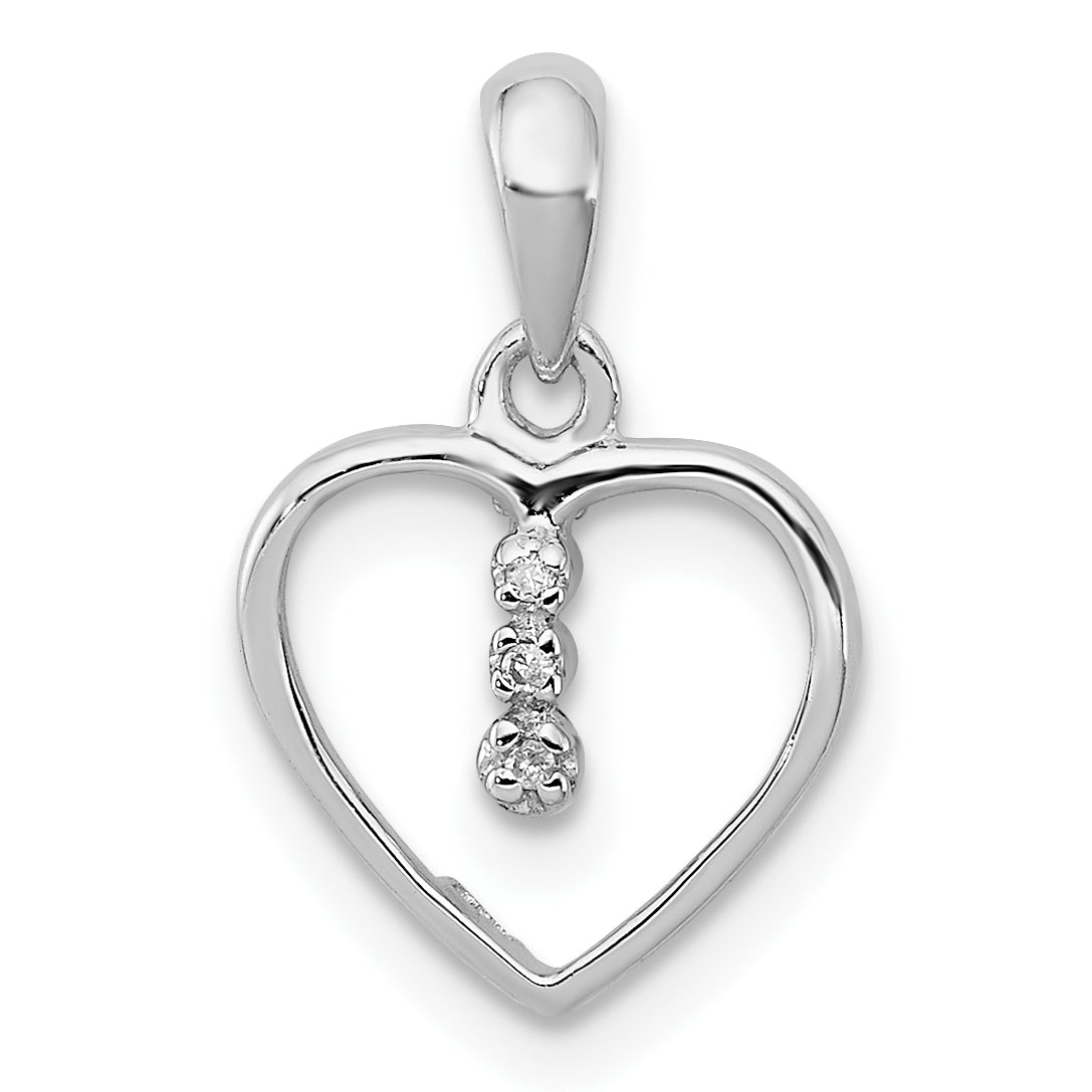 Sterlingsilber Diamant Rhodium Herz Anhänger