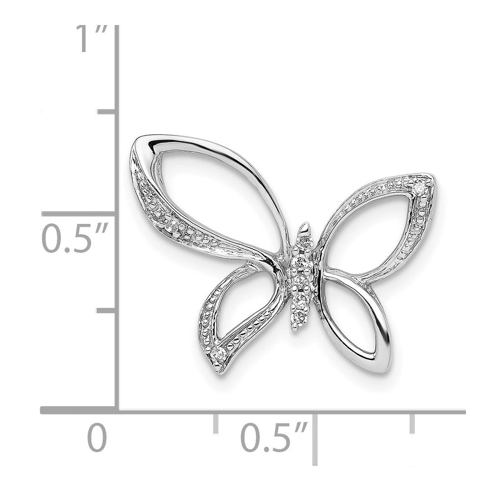 Sterlingsilber Rhodium Diamant. Schmetterling Anhänger
