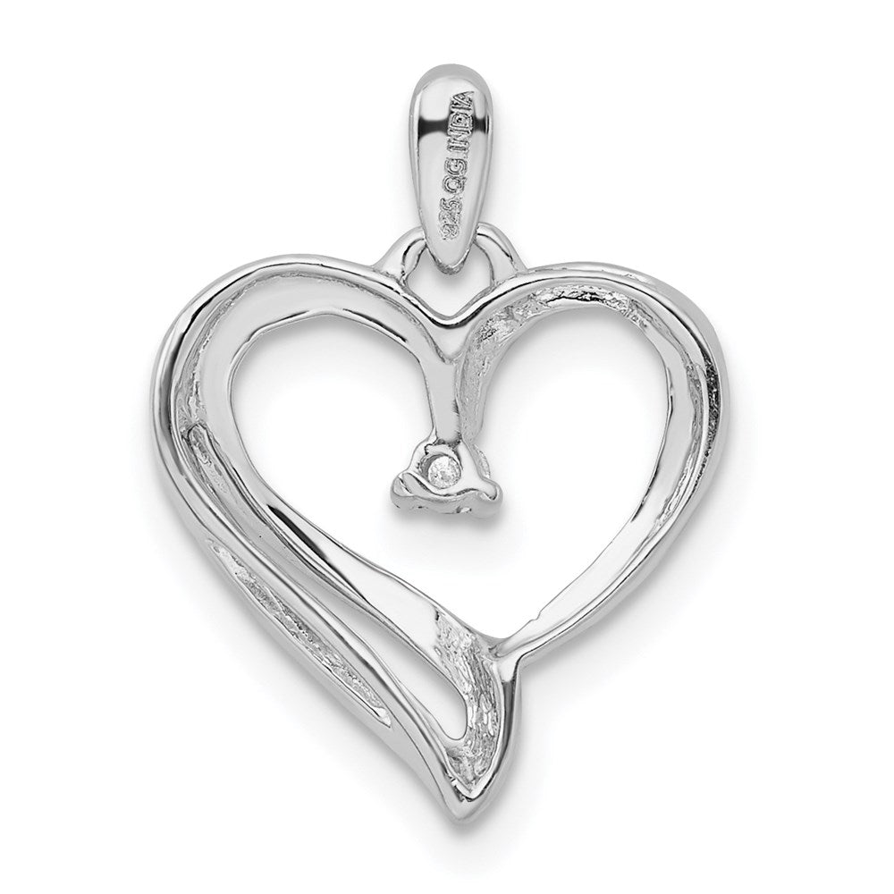 Sterlingsilber Rhodium Diamant. Herz Anhänger