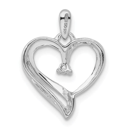 Sterlingsilber Rhodium Diamant. Herz Anhänger