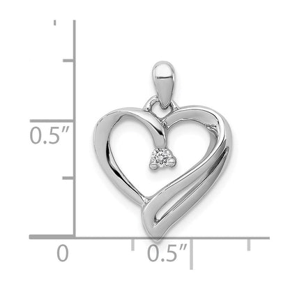 Sterlingsilber Rhodium Diamant. Herz Anhänger