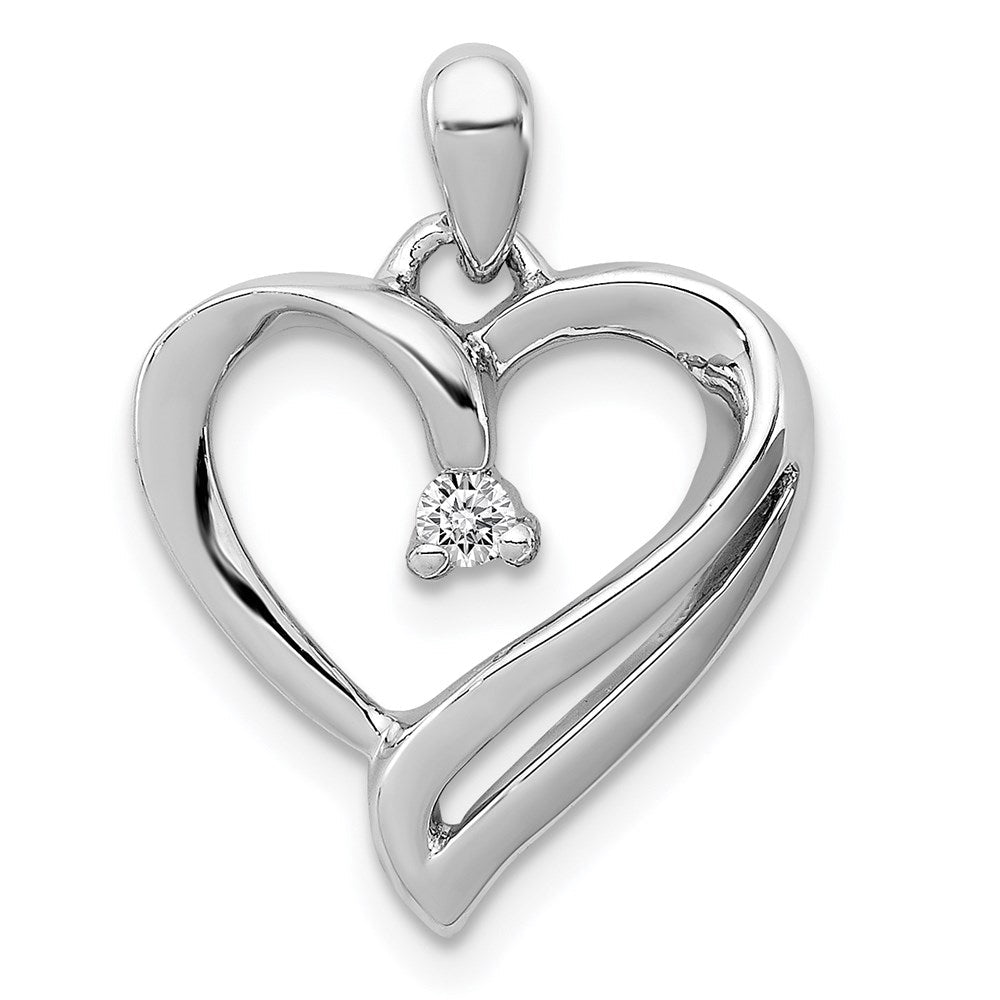 Sterlingsilber Rhodium Diamant. Herz Anhänger