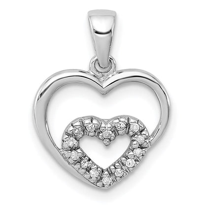 Sterlingsilber Diamant Rhodium Herz Anhänger