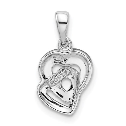 Sterlingsilber Rhodium Diamant. Akzente Herz Anhänger