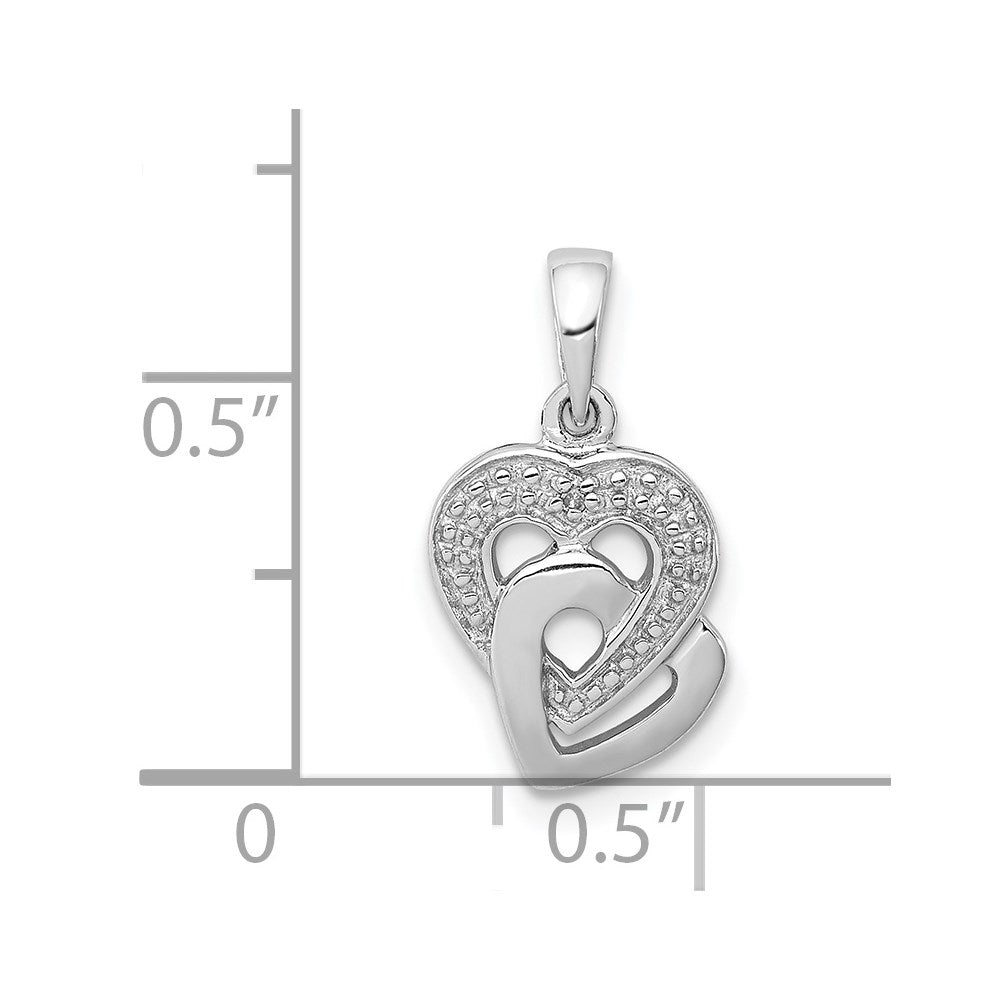 Sterlingsilber Rhodium Diamant. Akzente Herz Anhänger