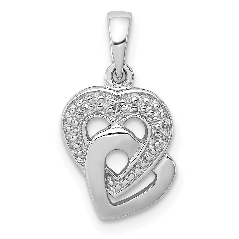 Sterlingsilber Rhodium Diamant. Akzente Herz Anhänger