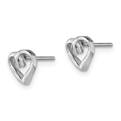 Sterlingsilber Rhodium Diamant Herz Ohrstecker