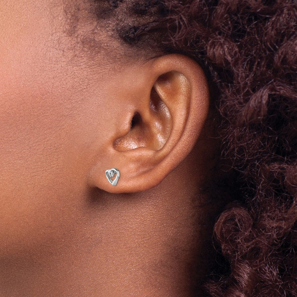 Sterlingsilber Rhodium Diamant Herz Ohrstecker
