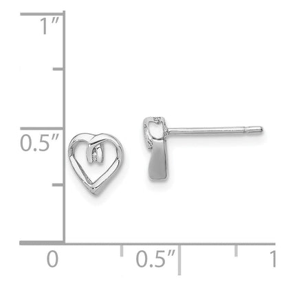 Sterlingsilber Rhodium Diamant Herz Ohrstecker