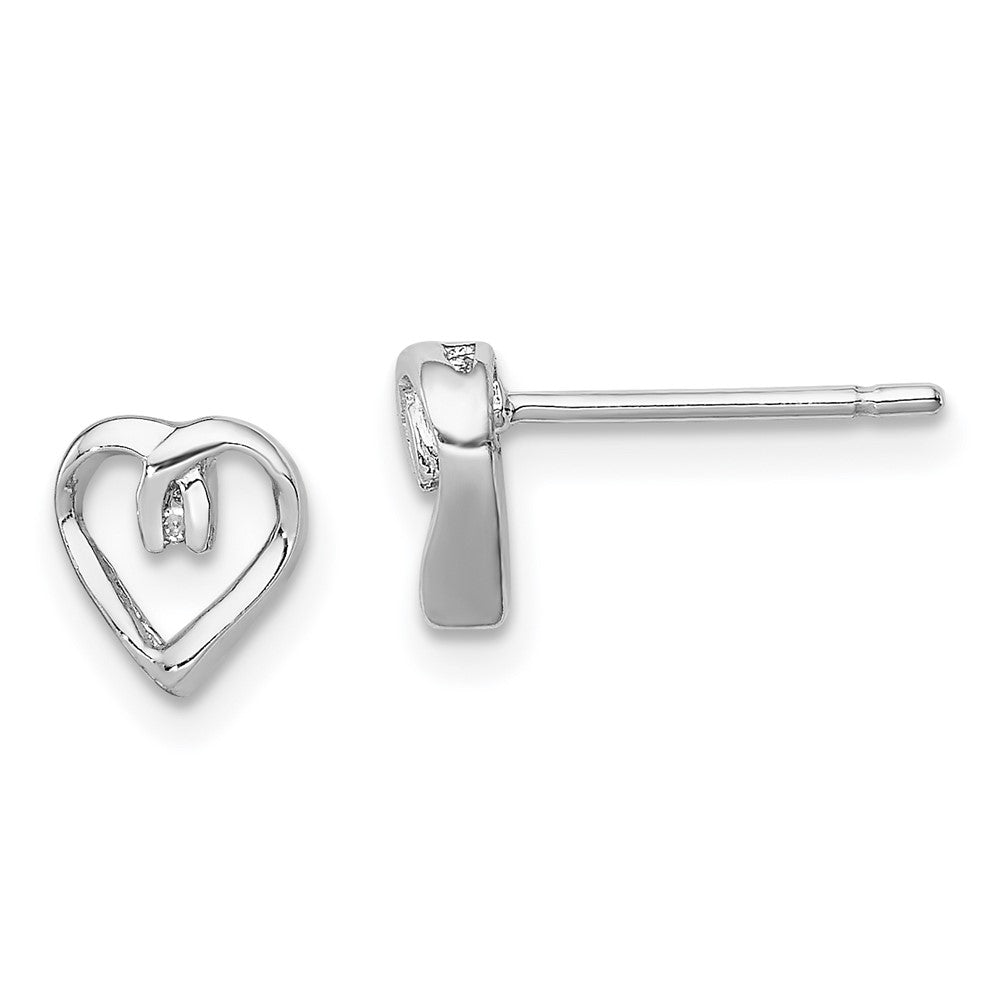 Sterlingsilber Rhodium Diamant Herz Ohrstecker