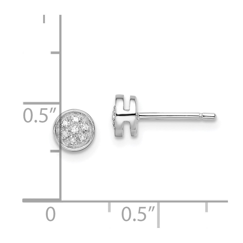 Sterlingsilber Rhodiniert Weiß Nacht Diamant Kreis Ohrstecker