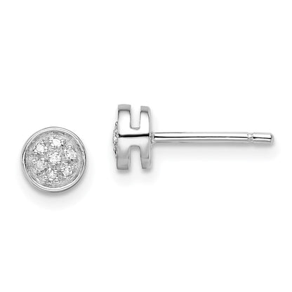 Sterlingsilber Rhodiniert Weiß Nacht Diamant Kreis Ohrstecker
