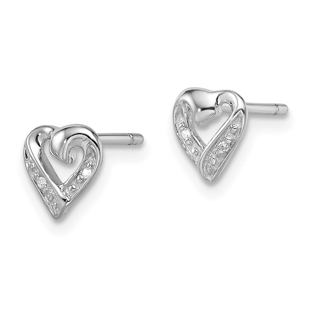 Sterlingsilber Rhodium Diamant Herz Ohrstecker