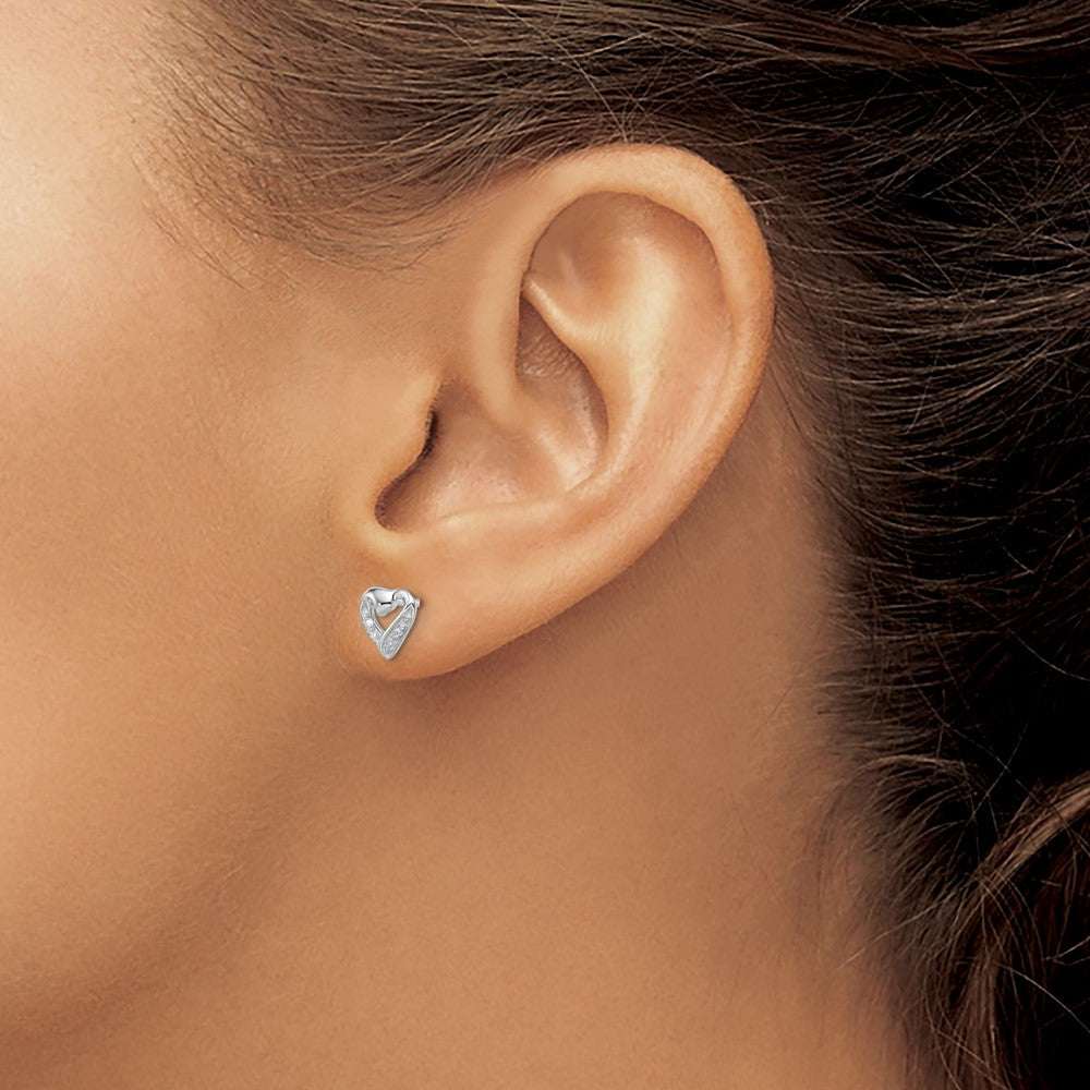 Sterlingsilber Rhodium Diamant Herz Ohrstecker