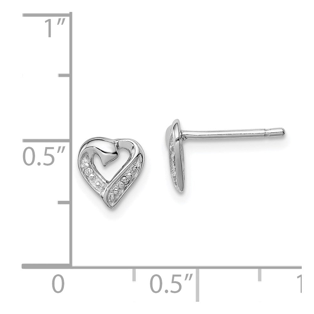Sterlingsilber Rhodium Diamant Herz Ohrstecker