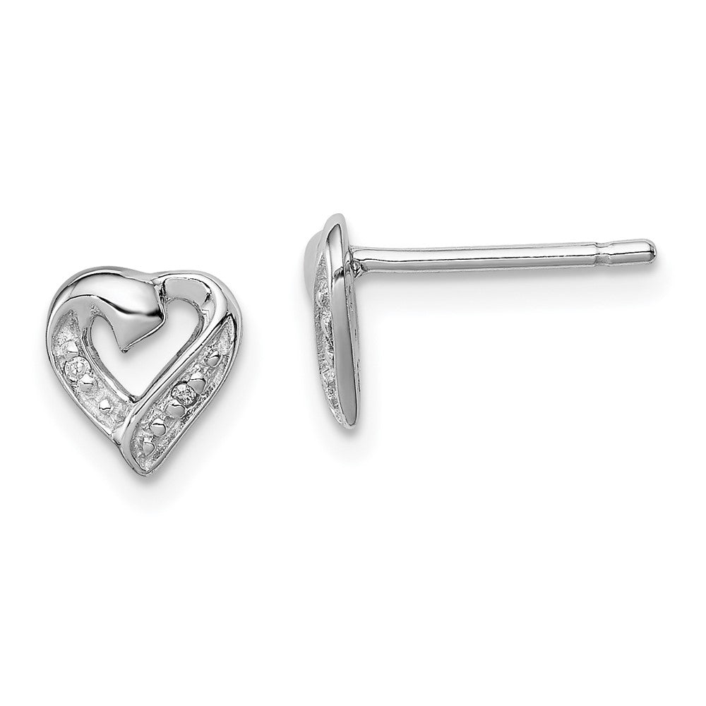 Sterlingsilber Rhodium Diamant Herz Ohrstecker