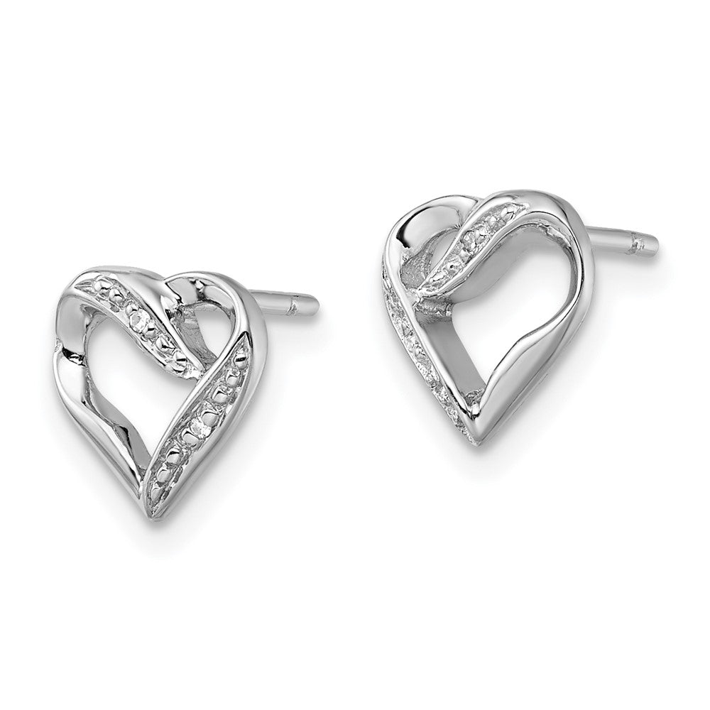 Sterlingsilber Rhodium Diamant Herz Ohrstecker