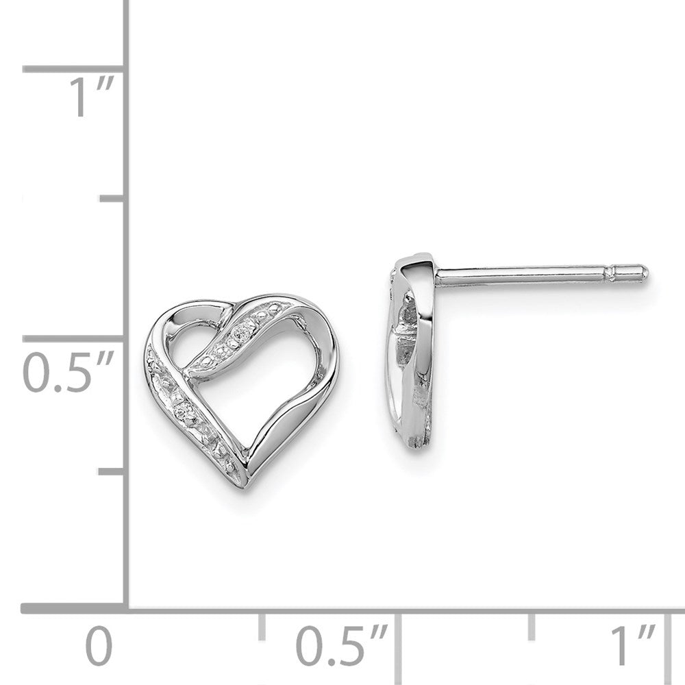 Sterlingsilber Rhodium Diamant Herz Ohrstecker