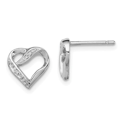 Sterlingsilber Rhodium Diamant Herz Ohrstecker