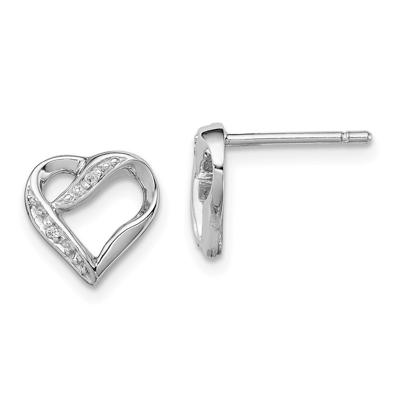 Sterlingsilber Rhodium Diamant Herz Ohrstecker