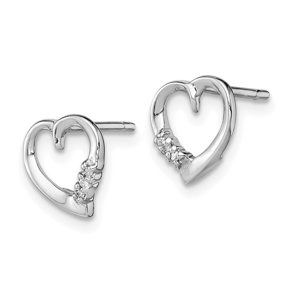 Sterlingsilber Rhodium Diamant Herz Ohrstecker